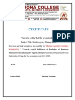 Certificate: This Is To Certify That The Project Entitled Project Title: Estate Agency Management