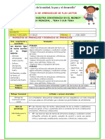 "Año de La Unidad, La Paz y El Desarrollo": ¿Cómo Es Nuestra Convivencia en El Recreo?: Idea Principal, Tema Y Sub Tema