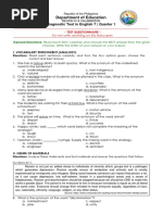 Department of Education: Diagnostic Test in English 7 - Quarter 1