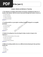 Pedagogy (Chapter - Models and Methods of Teaching) Solved MCQs (Set-1)