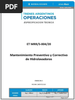 Mantenimiento Preventivo y Correctivo de Hidrolavadoras: ET MRR/S-004/20