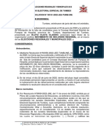 Elecciones Regionales Y Municipales 2022 Jurado Electoral Especial de Tumbes RESOLUCION #00151-2022-JEE-TUMB/JNE