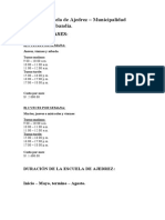 Proyecto Escuela de Ajedrez - Municipalidad Distrital de Sabandia. Dias de Clases