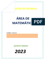 5° Evaluación de Entrada Área Matemática