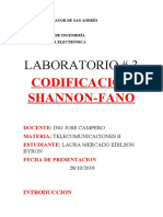 Laboratorio # 3: Codificacion Shannon-Fano