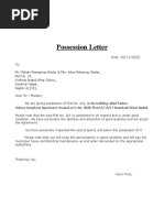 Possession Letter