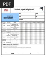 Planilha de Inspeção de Equipamento: Parafusadeira #