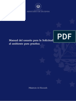 Manual Del Usuario para La Solicitud de Ingreso Al Ambiente para Pruebas