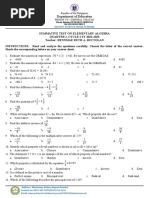 Q1, C2 Grade 7 Elementary Algebra Test Paper