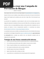 Pasos para Crear Una Campaña de Prevención de Riesgos