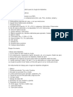 Lista de Materiales e Instrumentos Implantes