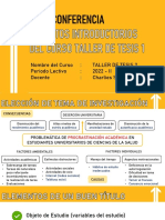 Nombre Del Curso: Taller de Tesis 2 Periodo Lectivo: 2022 - II Docente: Charlies Sotomayor Albites