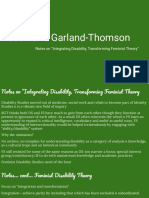 Rosemarie Garland-Thomson: Notes On "Integrating Disability, Transforming Feminist Theory"