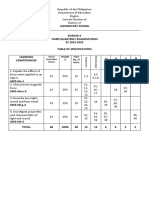 Elementary School Science 4 Third Quarterly Examinations SY 2022-2023 Table of Specifications Learning Competencies