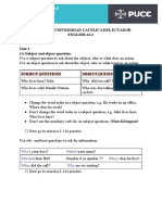 Pontificia Universidad Católica Del Ecuador English A2.2: Who What Which Where When Why