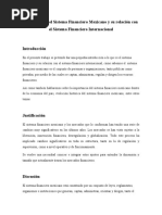 Ensayo Sobre El Sistema Financiero Mexicano y Su Relación Con El Sistema Financiero Internacional