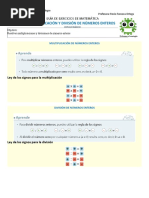 Guía Multiplicacion y Division de Numeros Enteros 8º 4