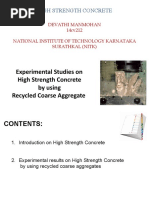 Experimental Studies On High Strength Concrete by Using Recycled Coarse Aggregate