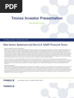 Tronox Investor Presentation: November 2021