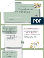 Linear Equation in Two Variables: Lesson 5.2