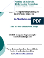 College of Information Technology: CSC 103: Computer Programming For Scientists and Engineers