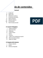 Tabla de Contenidos: 1.carpeta Profesional