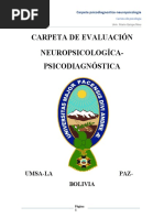 Carpeta de Evaluación PSICODIAGNOSTICA Y NEUROPSICOLOGICA