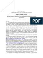 Resolución de La Corte Interamericana de Derechos Humanos de 20 de Octubre de 2016