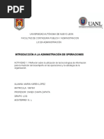 Introducción A La Administración de Operaciones: Universidad Autónoma de Nuevo Leon