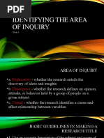 Identifying The Area of Inquiry