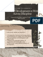 Lesson 3 Patterns of Development of Writing Across Discipline