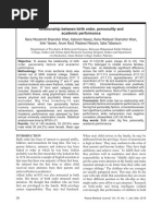 Relationship Between Birth Order, Personality and Academic Performance