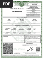 Estados Unidos Mexicanos Acta de Nacimiento: Identificador Electrónico