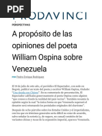 A Propósito de Las Opiniones Del Poeta William Ospina Sobre Venezuela - Por P.E. Rodríguez