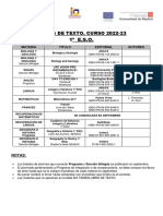 Libros de Texto. Curso 2022-23: Materia Título Editorial Autores