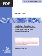 ISA-RP16.5-1961: Installation, Operation, and Maintenance Instructions For Glass Tube Variable Area Meters (Rotameters)