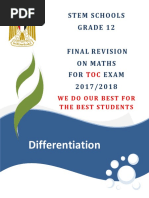 Final Revision On Math For TOC Exam Differentiation