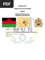 BOLMUN 2022 I Modelo de Las Naciones Unidas Posición Oficial de La Republica de Malawi