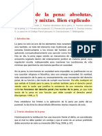 Teorías de La Pena: Absolutas, Relativas y Mixtas. Bien Explicado