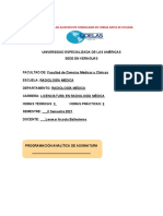 Planificación Del Programa Analítico 2021 Licenciatura en Radiología Médica