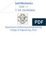 Unit - I Prof. V.K. Haribhakta: Fluid Mechanics