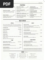 The Coal Shed Food Menu