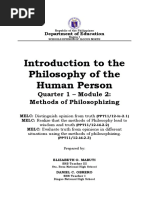 Introduction To The Philosophy of The Human Person: Quarter 1 - Module 2: Methods of Philosophizing