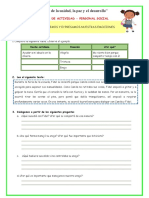 "Año de La Unidad, La Paz y El Desarrollo": Ficha de Actividad - Personal Social