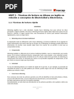 UNIT I - Técnicas de Lectura en Idioma en Inglés en Relación A Conceptos de Electricidad y Electrónica