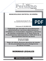 Acuerdo de Concejo #127 Municipalidad Metropolitana de Lima