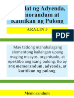 Pagsulat NG Adyenda, Memorandum at Katitikan NG Pulong: Aralin 3