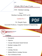 Program: B.Tech, CSE, 6 Sem, 3 Year CS 601: Machine Learning Unit-4 Machine Learning: RNN in ML