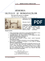 Memoria Oltului Şi Romanaţilor: Revistă de Istorie Şi Cultură