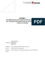 Informe Técnico de Planificación de Mantención Del Sistema de Motorización de Una Maquinaria O Vehículo Pesado